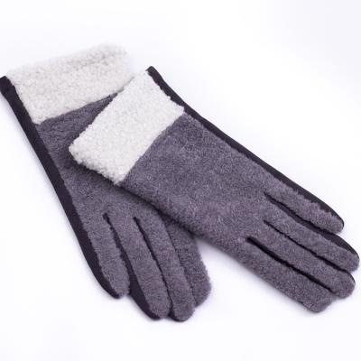 China New Simple Design Wool Quilting Artificial Teddy Wool Winter Ladies Riding Gloves for sale