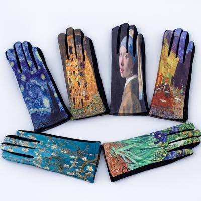 China Plain Factory Wholesale Touch Screen Warm Winter Printing Gloves For Ladies Gloves for sale