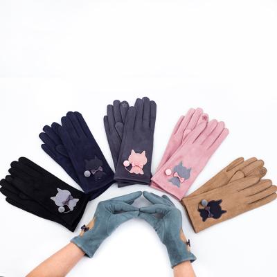 China Customized Women's Polyester Gloves Cute Embroidery Touch Screen Gloves Fashionable Daily Life Wholesale for sale