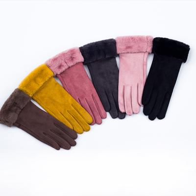 China Wholesale Warm Suede Gloves Faux Suede Warm Gloves Female Daily Life Winter Touch Screen Outdoor Gloves for sale