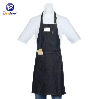 China Eco-Friendly Denim With Pocket Cowboy Simple Restaurant Coffee Bar Uniform Unisex Waiter Apron For Women Men Kitchen for sale