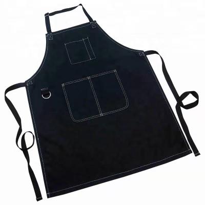 China Eco-friendly Pocket Restaurant Cafe Antifouling Chef Cooking Pinafore Denim Cafe Apron for sale