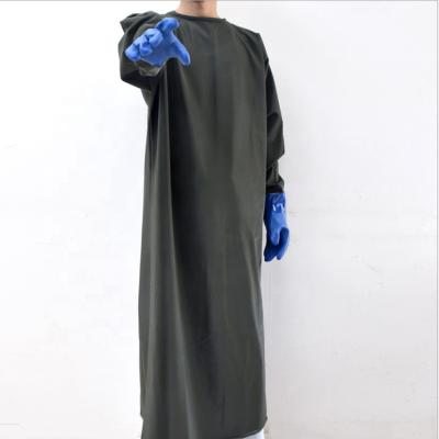 China SANITARY Dark Green Oil Compound Double Apron Thickening Long Sleeve Weak Acid And Alkali Apron for sale