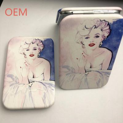 China Two Sided PU Cosmetic Soft Beauty Girl Model Pocket Small Compact Mirror for sale