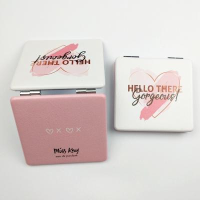 China Two Side Portable Travel Mirror Portable Makeup Pocket Design Square Beauty Logo for sale