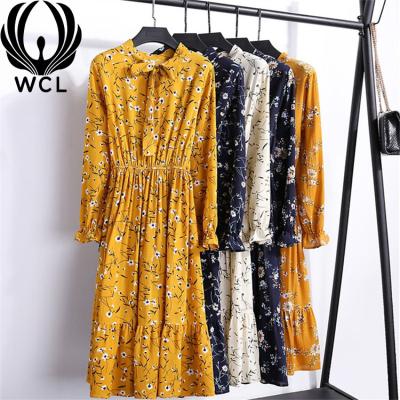 China Wholesale Long Skirt Elbise Breathable Floral Long Sleeve Women Dresses Clothing Floral Floral Women Dress for sale