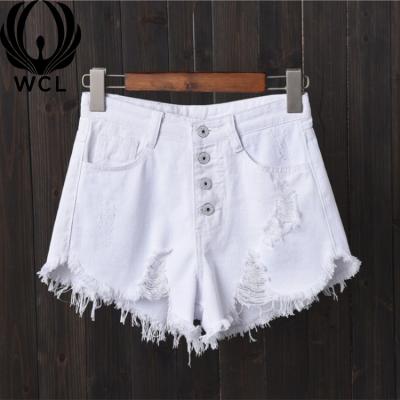 China Viable Wholesale Light Zipper Fly Skinny Ripped Denim Jean Women Summer Biker Waist Legging Shorts High Top for sale