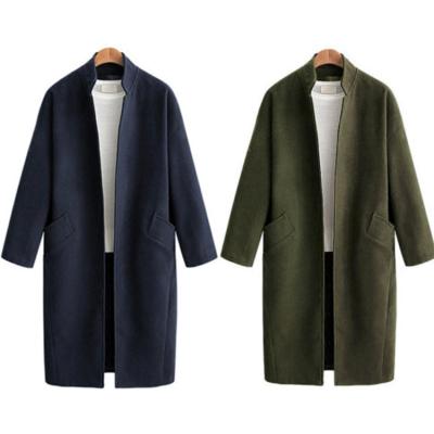 China Anti-Wrinkle Plus Size Collar Woolen Coat Along Overcoat Comic Loose Gap Casacos Feminino Without Buttons for sale