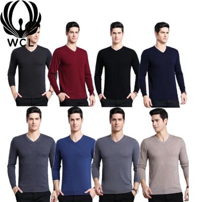 China Anti-Wrinkle Fashion Men Crew V-Neck Plain Plain Trend Casual Solid Wool Knitted Plus Size For Men Sweatshirt Sweaters for sale