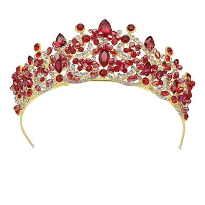 China New Crystal Rhinestone Headdress Pageant Bride Catwalk Factory Outlet Large Wedding Luxury Handmade Headdress Crown for sale