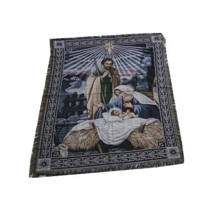 China Custom Woven Polyester Prayer Rug Profession Tapestry Throw Blanket Keeping Warm Soft Wash Prayer Rug for sale