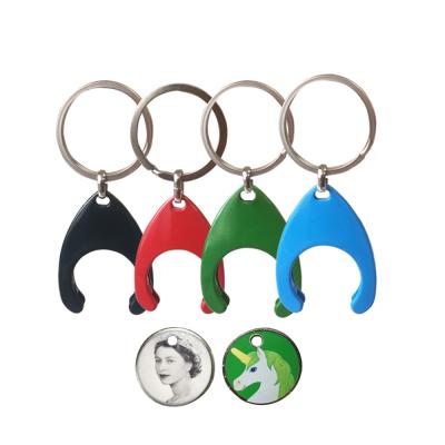 China Custom Trolley Token Coin Trolley Metal Holder Key Chain Trolley Insert Coin Insert Trolley Fashion Sublimation Logo Key Chain for sale