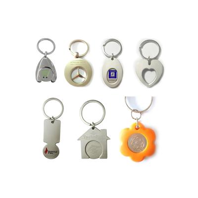 China Custom factory price fashion waterdrop shape enamel coin trolley coin token metal coin holder logo key chain for promotional for sale