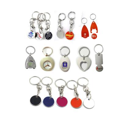 China Brand Promotional Cheap Wholesale Custom Coin Trolley Shopping Trolley Supermarket Euro Metal Key Chain Fashion Key Ring Chain for sale