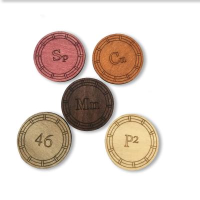 China High quality cheap custom business gift wooden token coin with painting color and laser for sale