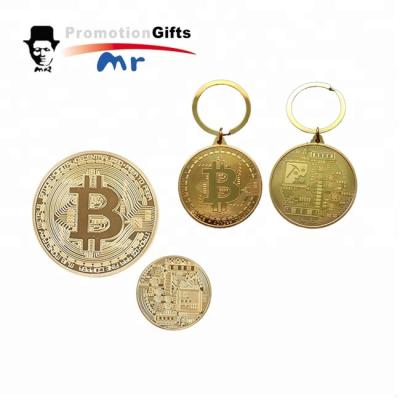 China Custom Bitcoin Coin Promotion Factory Manufacture Gold Metal Chain Bronze Bitcoin Coin Holder For Business Gift for sale