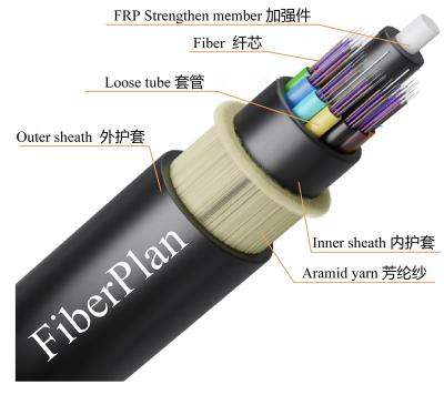 China Aerial fiber optic cable g652d 48 core fiber optic cable g652d 48 core single mode anti rodent fiber optic cable 6 fiber optic cable adss 12 24 48 96 core for sale