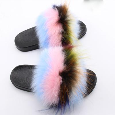 China Wholesale Cheap Indoor Slipper Fox Fur Sandals Comfortable Custom Slides Waterproof for sale