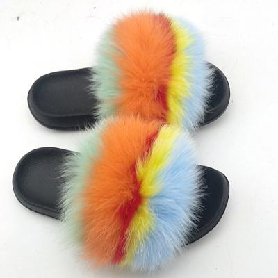 China Waterproof Custom Any Colors Sandals Women And Kids Cheap Fluffy Fur Slides for sale