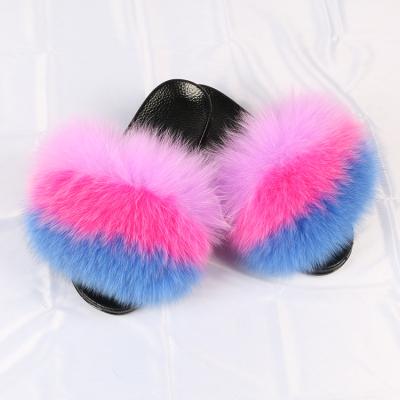 China New Style Low Moq Winter Ladies Real Fur Flip Flops Waterproof Warm Fur Indoor Slippers for sale