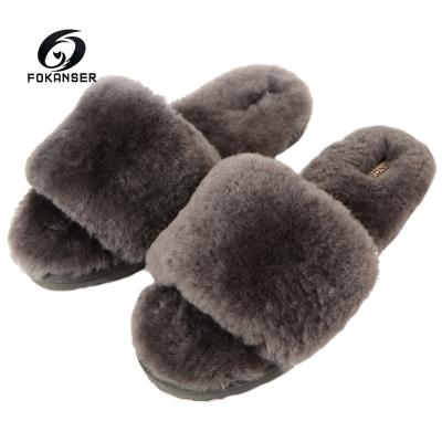 China 2020 new design sheep wool waterproof slippers for women with custom color for sale