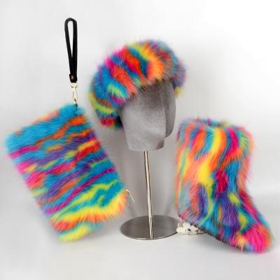 China Fashion trend fur headband and winter snow boots for sale