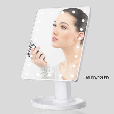 China ZW-1601 2020 Modern Doubleside Hot Selling Portable Desktop Beauty Mirror Beauty Touch Screen LED Makeup Mirror Lightr for sale