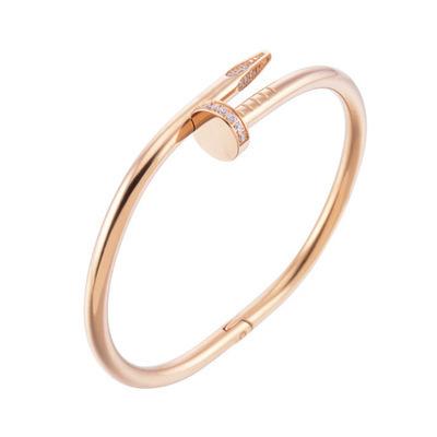 China Fashionable Casual/Sporty Stainless Steel Stud Bangle Bracelet Jewelry With Zircon Men's Women's Famous Brand Juste Clou Clou UN for sale