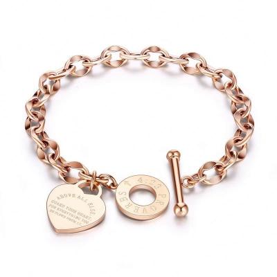 China 2019 Hiphop Hot Jesus Bible Engraved Stainless Steel Heart Shaped Bracelet 316 Popular For Women Christian Jewelry for sale