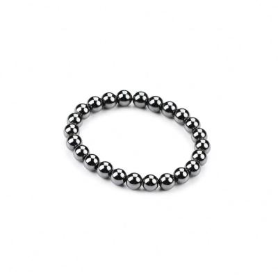 China Casual For Women Gift 8mm Hematite Beads Bracelets Men Healing 7A Hematite Round Crystal Bracelet Jewelry for sale