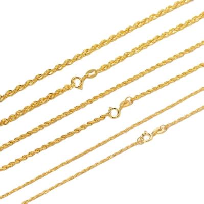 China Wholesale CLASSIC Solid Rope Chain Necklace 18K Real Gold Rope Necklace In Stock for sale