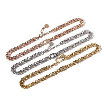 China 2021 FASHIONABLE High Quality Gold Plated Stainless Steel Choker Cd Gold Chain Necklace Women for sale