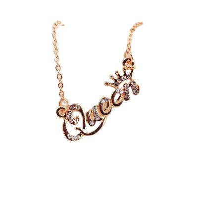 China 2019 Fashion Women's Hot Girl's Queen Necklace Letter Queen's Crown Necklace for sale