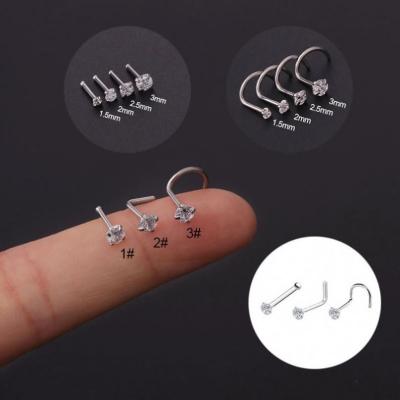 China Trendy Color Small Tiny Steel Titanium Cubic Zircon Nose Rings Piercing For Men And Women Jewelry for sale