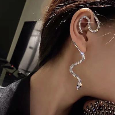 China 2021 Punk Exaggerated Ear Clip Animal Snake Shaped Ear To Hang Personalized Rhinestone Earrings Ear Bone Clip Without Pierced Earrings Women for sale