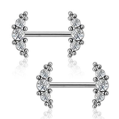 China FASHIONABLE Body Jewelry 14G Titanium Piercing Barbell With Clear CZ Nipple Rings Piercing for sale