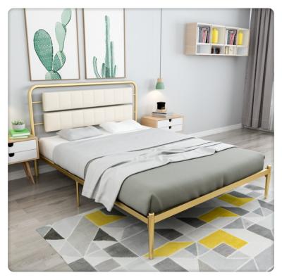 China Household Adjustable Nordic Double Bed (The Other) Bedroom Furniture Luxury Iron Bed for sale