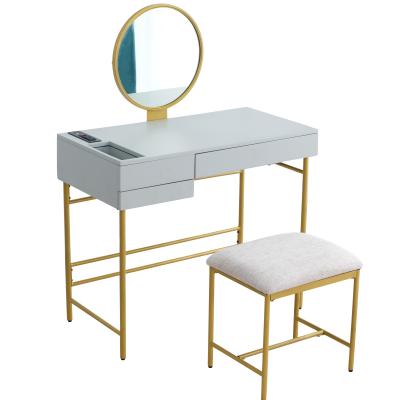 China (Other)Adjustable High Quality Cast Iron Wooden Dressing Table 2 Drawer Bedroom Dressing Table With Mirror for sale