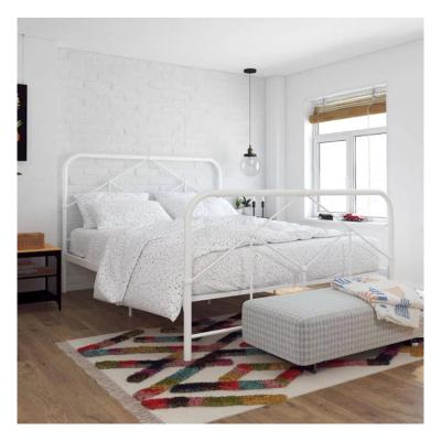 China Factory Wholesale Adjustable Single (Other) Metal Double Bed Full Size Bed Modern Bedroom Furniture White for sale