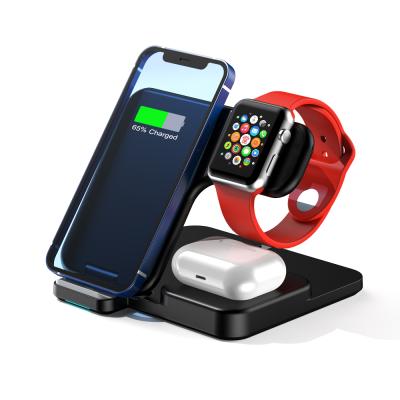 China 2021 Multifunctional New Wireless Charger Coming Mobile Phone Fast Watch 3 in 1 Wireless Charging Dock for Apple Airpods pro for sale