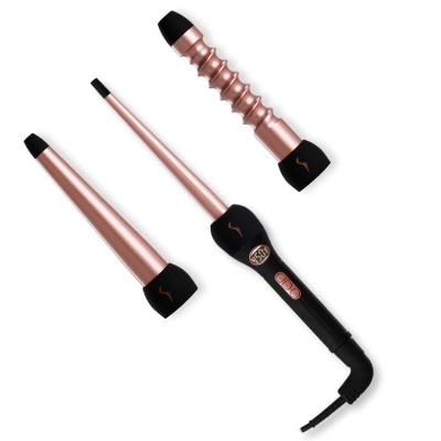 China Ionic 7 Hot In 1 Barrel Big Wave Hair Curler Curling Iron Barrel Ceramic Interchangeable Hair Hesitate LED Display Ceramic Coating Hair Curler for sale