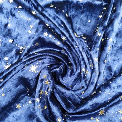 China Other Soft Blue Glitter Bronzing Stars Crushed Velvet Fabric For Dress Fabric By The Yard, Pink, Black 145cm Wide for sale