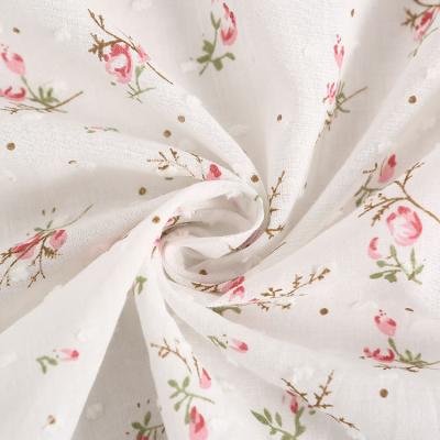 China Other soft white floral print cotton jacquard fabric for dress shirt, blue, pink, beige, by the meter for sale