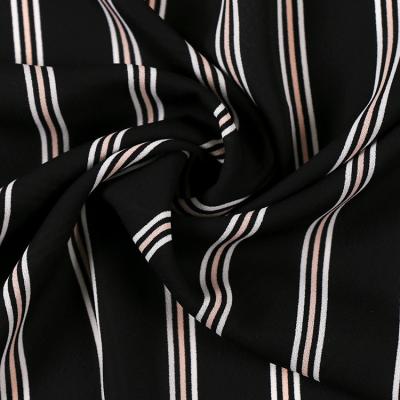 China Breathable Soft Black Pink And Black Blue 75D Polyester Stripe Chiffon Fabric For Dress Shirts, By The Yard for sale