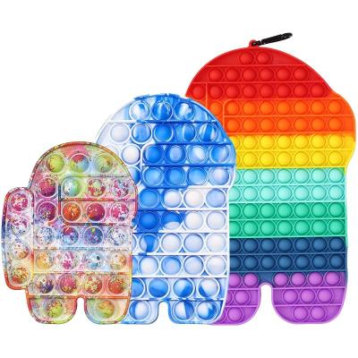 China Toy Stress Relief Sensory Funny Fidget Toys Colorful Rainbow Game Bubble Toys Set Silicone Anti Snap for sale