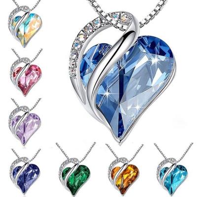 China Fashion Crystal Pendant Necklace Heart Jewelry Romantic Gifts For Women for sale