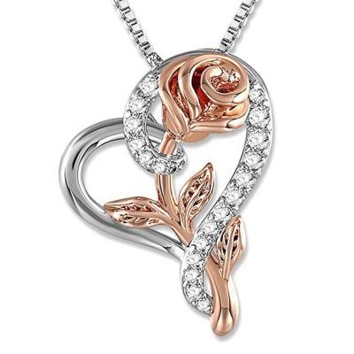 China Rose Valley Romantic Heart Magnet Pending Necklaces Roseflower Necklace Jewelry for sale