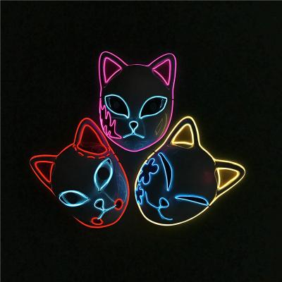 China Luminous PVC Demon Slayer Cat Mask Party Halloween Costume Prop Led Mask for sale