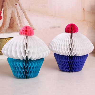 China Ice Cream Flower Paper Ball For Wedding Decor Honeycomb Ball Celebration Decoration Wedding Flower Ball for sale