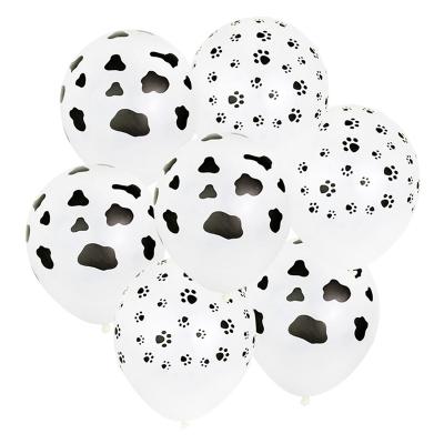 China 12 Inch Latex Cow Milk Air Balloon Cartoon Dog Paw Foot Party Balloon Black White Printed Latex Balloons for sale